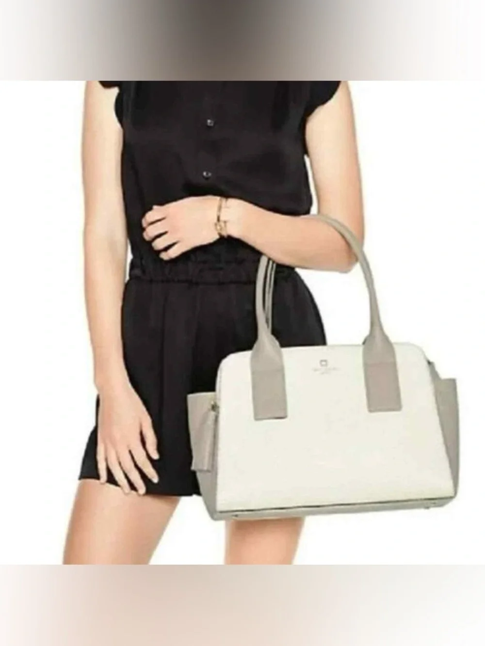 Kate Spade Southport Avenue Lydia Satchel Pebbled Leather Handbag Purse Gray